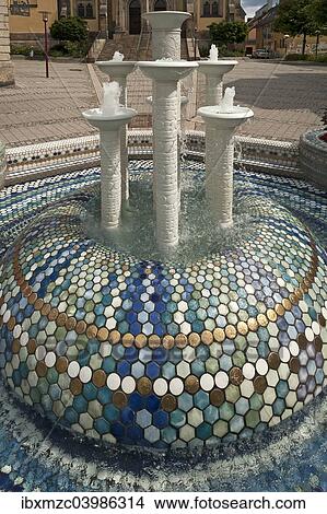 Picture - "Porcelain fountain, Selb, Upper Franconia, Bavaria, Germany, Europe". Fotosearch
