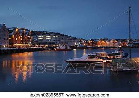 Stock Photo - "Port of Tromso in winter, Tromso, Norway, Europe". Fotosearch
