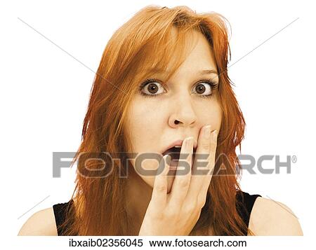 Portrait of a shocked young woman View Large Photo Image Stock Photography - Portrait of a shocked young woman. Fotosearch