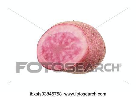 Stock Photo - "Potato, Desiree variety, cut in half". Fotosearch