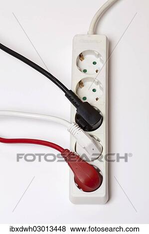 Power strip with three different coloured plugs View Large Photo Image Stock Photo - Power strip with three different coloured plugs. Fotosearch