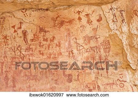 "Prehistoric rock drawings in the Tadrart Valley, Akakus Mountains, Libyan Desert, Libya, Sahara, North Africa, Africa" View Large Photo Image Stock Photo - "Prehistoric rock drawings in the Tadrart Valley, Akakus Mountains, Libyan Desert, Libya, Sahara, North Africa, Africa". Fotosearch