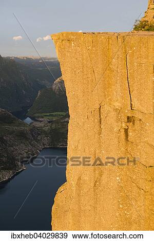 Stock Photo - "Preikestolen or Prekestolen above Lysefjord, Rogaland, Norway, Europe". Fotosearch