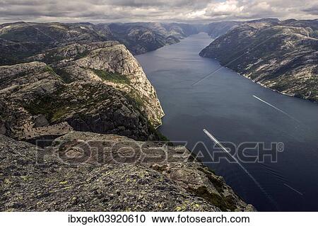 "Preikestolen, Pulpit Rock at Lysefjord, Rogaland province, Vestland or Western Norway, Norway, Europe" View Large Photo Image Stock Image - "Preikestolen, Pulpit Rock at Lysefjord, Rogaland province, Vestland or Western Norway, Norway, Europe". Fotosearch