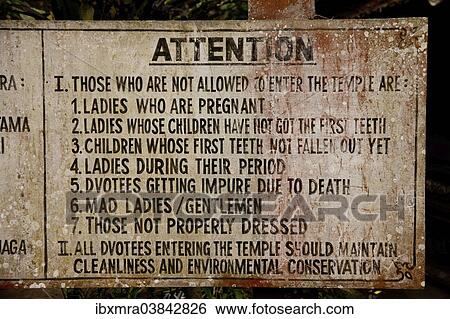 Stock Photograph - "Prohibition sign in front of a Balinese temple, near Ubud, Bali, Indonesia, Asia". Fotosearch