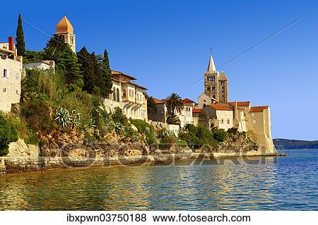"Promenade, medieval town of Rab, Rab Island, Primorje-Gorski Kotar County, Croatia, Europe" View Large Photo Image Stock Photo - "Promenade, medieval town of Rab, Rab Island, Primorje-Gorski Kotar County, Croatia, Europe". Fotosearch