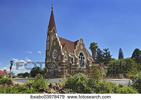 Stock Photo - "Protestant Church of Christ, 1896, Windhoek, Namibia, Africa". Fotosearch
