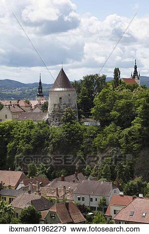 "Pulverturm powder tower, Piaristenkirche church right, Krems an der Donau, Wachau, Lower Austria, Austria, Europe" View Large Photo Image Stock Photo - "Pulverturm powder tower, Piaristenkirche church right, Krems an der Donau, Wachau, Lower Austria, Austria, Europe". Fotosearch