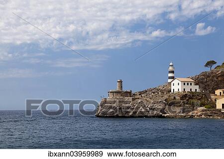 "Punta de sa Creu with the Sa Creu lighthouse and the remains of the Bufador lighthouse, Port de Soller, Soller, Majorca, Balearic Islands, Spain, Europe" View Large Photo Image Stock Photo - "Punta de sa Creu with the Sa Creu lighthouse and the remains of the Bufador lighthouse, Port de Soller, Soller, Majorca, Balearic Islands, Spain, Europe". Fotosearch