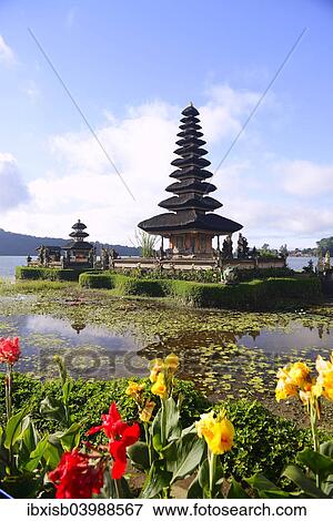 "Pura Ulun Danu Bratan Temple or Pura Bratan Temple, in Lake Bratan, highlands of central Bali, Bedugul area, Bali, Indonesia, Asia" View Large Photo Image Stock Photo - "Pura Ulun Danu Bratan Temple or Pura Bratan Temple, in Lake Bratan, highlands of central Bali, Bedugul area, Bali, Indonesia, Asia". Fotosearch