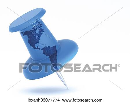 "Push pin with a map of North America and South America, 3D rendering" View Large Photo Image Picture - "Push pin with a map of North America and South America, 3D rendering". Fotosearch