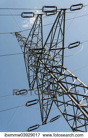Pylon of a high voltage line View Large Photo Image Stock Photo - Pylon of a high voltage line. Fotosearch
