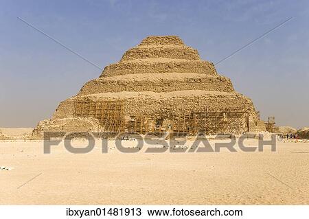 Stock Image - "Pyramid of Djoser, Saqqara, Egypt, Africa". Fotosearch