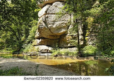 Stock Image - "Rabenstein rock and Klambach creek, a gorge near Klam, Muehlviertel region, Upper Austria, Austria, Europe". Fotosearch