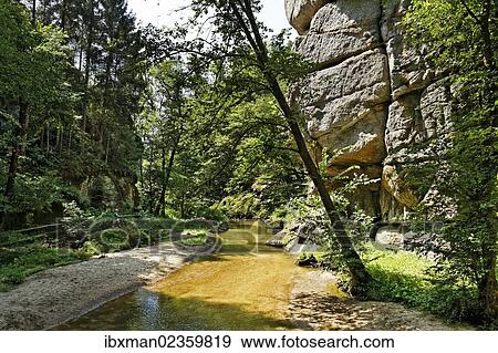 Stock Photo - "Rabenstein rock and Klambach creek, a gorge near Klam, Muehlviertel region, Upper Austria, Austria, Europe". Fotosearch