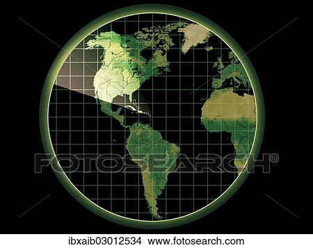 Radar with a map of North America and South America View Large Photo Image Picture - Radar with a map of North America and South America. Fotosearch