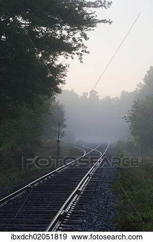 "Railway tracks in early morning mist, Foster, Quebec, Canada, North America" View Large Photo Image Stock Photo - "Railway tracks in early morning mist, Foster, Quebec, Canada, North America". Fotosearch