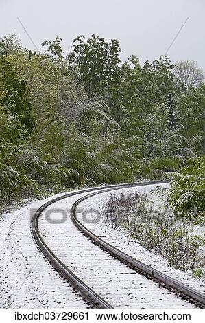 "Railway tracks in snow, Eastern Townships, Foster, Quebec Province, Canada, North America" View Large Photo Image Stock Image - "Railway tracks in snow, Eastern Townships, Foster, Quebec Province, Canada, North America". Fotosearch