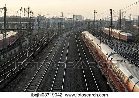 "Railway tracks near Munich's main railway station, Munich, Upper Bavaria, Bavaria, Germany, Europe" View Large Photo Image Stock Image - "Railway tracks near Munich's main railway station, Munich, Upper Bavaria, Bavaria, Germany, Europe". Fotosearch
