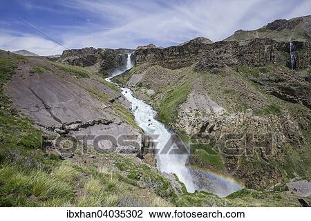 "Rainbow at the waterfalls Saltos de Arco Iris, Maule Valley, San Clemente, Maule, Chile, South America" View Large Photo Image Stock Image - "Rainbow at the waterfalls Saltos de Arco Iris, Maule Valley, San Clemente, Maule, Chile, South America". Fotosearch