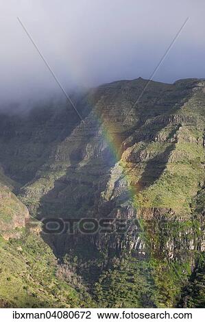 "Rainbow, view from Mirador Cesar Manrique, Valle Gran Rey, La Gomera, Canary Islands, Spain, Europe" View Large Photo Image Stock Image - "Rainbow, view from Mirador Cesar Manrique, Valle Gran Rey, La Gomera, Canary Islands, Spain, Europe". Fotosearch