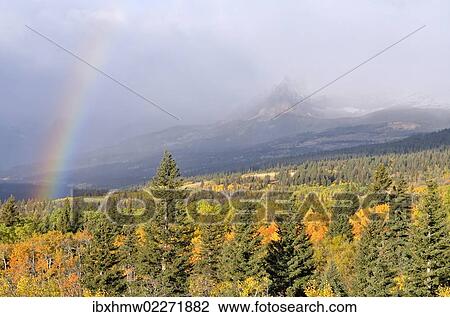 "Rainbow, view from State Road 89 towards Glacier National Park, Montana, USA" View Large Photo Image Stock Image - "Rainbow, view from State Road 89 towards Glacier National Park, Montana, USA". Fotosearch