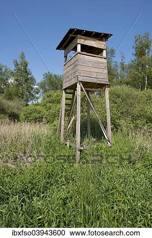 Stock Image - "Raised hide, Lower Saxony, Germany, Europe". Fotosearch