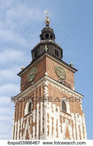 "Ratusz Town Hall Tower on Rynek Glowny or Main Market Square, Krakow, Poland, Europe" View Large Photo Image Stock Photo - "Ratusz Town Hall Tower on Rynek Glowny or Main Market Square, Krakow, Poland, Europe". Fotosearch