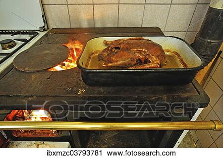 "Ready roast duck in a roasting pan on an old coal-fired stove with open fire plate, Middle Franconia, Bavaria, Germany, Europe" View Large Photo Image Stock Image - "Ready roast duck in a roasting pan on an old coal-fired stove with open fire plate, Middle Franconia, Bavaria, Germany, Europe". Fotosearch