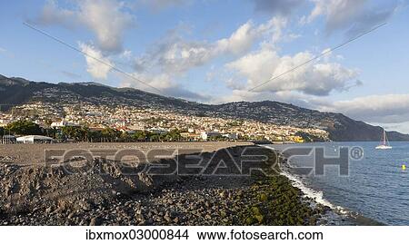 Picture - "Reclaiming land from the sea, town of Funchal at the rear, Santa Luzia, Funchal, Madeira, Portugal, Europe". Fotosearch