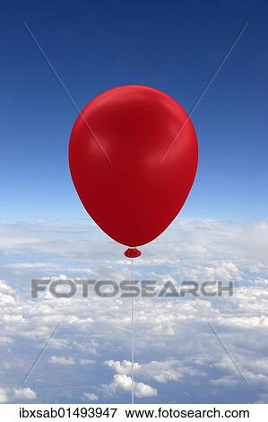 "Red balloon on a string, against blue sky with clouds, composing" View Large Photo Image Stock Photo - "Red balloon on a string, against blue sky with clouds, composing". Fotosearch