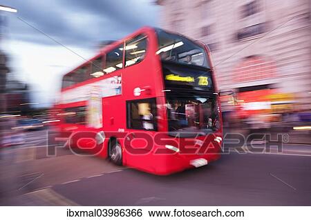 "Red double decker bus, motion blur, Piccadilly Circus, London, England, United Kingdom, Europe" View Large Photo Image Stock Photograph - "Red double decker bus, motion blur, Piccadilly Circus, London, England, United Kingdom, Europe". Fotosearch