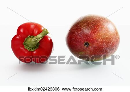"Red fruit and vegetable, red bell pepper and mango" View Large Photo Image Stock Photograph - "Red fruit and vegetable, red bell pepper and mango". Fotosearch