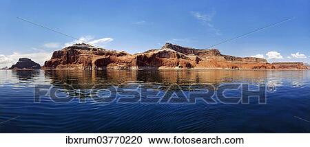 "Red Navajo sandstone cliffs, rock formations, rising from Lake Powell, Page, Arizona, USA" View Large Photo Image Stock Image - "Red Navajo sandstone cliffs, rock formations, rising from Lake Powell, Page, Arizona, USA". Fotosearch
