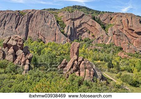 "Red sandstone formations, view from the Lyons Overlook in the Fountain Valley, Fountain Valley Trail, Boxborough State Park, Denver, Colorado, United States, North America" View Large Photo Image Stock Photo - "Red sandstone formations, view from the Lyons Overlook in the Fountain Valley, Fountain Valley Trail, Boxborough State Park, Denver, Colorado, United States, North America". Fotosearch