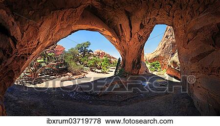 "Red stone arches of the Navajo Arch formed by erosion, Arches-Nationalpark, near Moab, Utah, United States, North America" View Large Photo Image Stock Photo - "Red stone arches of the Navajo Arch formed by erosion, Arches-Nationalpark, near Moab, Utah, United States, North America". Fotosearch