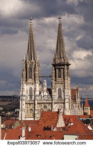 Stock Photo - "Regensburg Cathedral, Regensburg, Bavaria, Germany, Europe". Fotosearch
