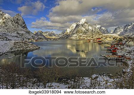 "Reine, Reine Fjord, Lilandstinden mountain at the back, Moskenesoya, Lofoten archipelago, Norway, Europe" View Large Photo Image Picture - "Reine, Reine Fjord, Lilandstinden mountain at the back, Moskenesoya, Lofoten archipelago, Norway, Europe". Fotosearch