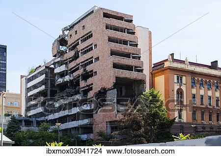 "Remains of a government building bombed by NATO during the Yugoslav wars, Savski Venac, New Belgrade, Belgrade, Serbia, Europe" View Large Photo Image Picture - "Remains of a government building bombed by NATO during the Yugoslav wars, Savski Venac, New Belgrade, Belgrade, Serbia, Europe". Fotosearch