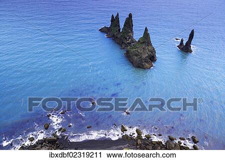 "Reynisdrangar rocks at Vik i Myrdal, South Coast, Iceland, Europe" View Large Photo Image Stock Image - "Reynisdrangar rocks at Vik i Myrdal, South Coast, Iceland, Europe". Fotosearch