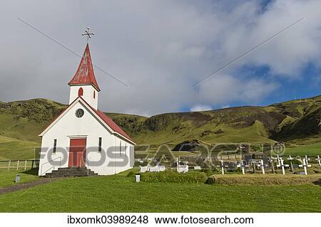 "Reyniskirkja, church on Reynisfjara Beach near Vik i Myrdal, South Coast, Iceland, Europe" View Large Photo Image Stock Photo - "Reyniskirkja, church on Reynisfjara Beach near Vik i Myrdal, South Coast, Iceland, Europe". Fotosearch