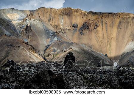 "Rhyolite mountains at the Namshraun lava field, Landmannalaugar area, Fjallabak Nature Reserve, Highlands of Iceland, Southern Region, Iceland, Europe" View Large Photo Image Stock Photography - "Rhyolite mountains at the Namshraun lava field, Landmannalaugar area, Fjallabak Nature Reserve, Highlands of Iceland, Southern Region, Iceland, Europe". Fotosearch