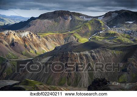 "Rhyolite mountains, Landmannalaugar, Fjallabak Nature Reserve, Highlands of Iceland, Iceland, Europe" View Large Photo Image Stock Image - "Rhyolite mountains, Landmannalaugar, Fjallabak Nature Reserve, Highlands of Iceland, Iceland, Europe". Fotosearch