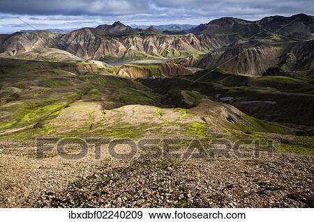 "Rhyolite mountains, Landmannalaugar, Fjallabak Nature Reserve, Highlands of Iceland, Iceland, Europe" View Large Photo Image Stock Photo - "Rhyolite mountains, Landmannalaugar, Fjallabak Nature Reserve, Highlands of Iceland, Iceland, Europe". Fotosearch