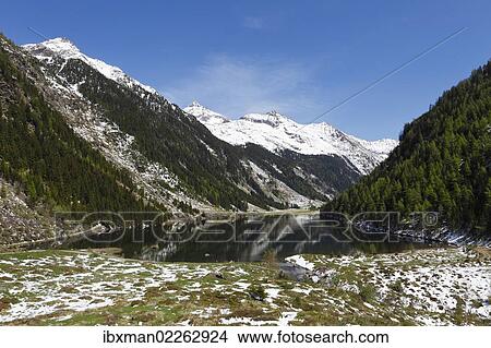 Picture - "Riesachsee Lake, Soelktaeler Nature Park, Schladming Tauern mountains, Upper Styria, Styria, Austria, Europe". Fotosearch