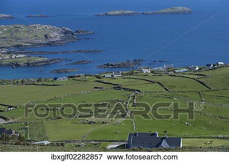 "Ring of Kerry, view of the Irish Sea as seen from Coomatloukane, County Kerry, Ireland, Europe" View Large Photo Image Stock Photo - "Ring of Kerry, view of the Irish Sea as seen from Coomatloukane, County Kerry, Ireland, Europe". Fotosearch