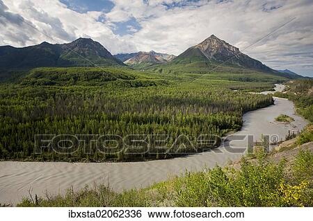 "River landscape, Matanuska River with King Mountain, Alaska, USA, North America" View Large Photo Image Stock Photograph - "River landscape, Matanuska River with King Mountain, Alaska, USA, North America". Fotosearch