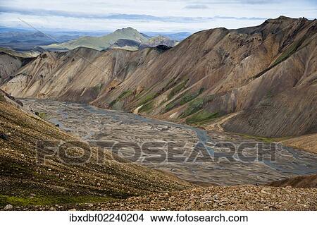 "Riverbed and rhyolite mountains, Landmannalaugar, Fjallabak Nature Reserve, Highlands of Iceland, Iceland, Europe" View Large Photo Image Picture - "Riverbed and rhyolite mountains, Landmannalaugar, Fjallabak Nature Reserve, Highlands of Iceland, Iceland, Europe". Fotosearch
