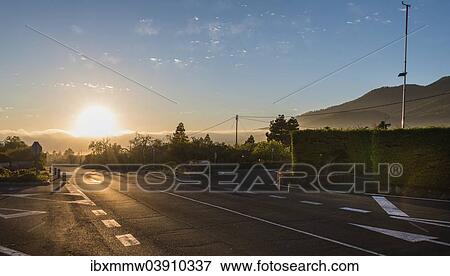 Stock Photo - "Road at sunset, La Palma, Canary Islands, Spain, Europe". Fotosearch