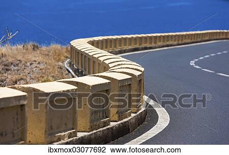 "Road barrier on a curvy mountain road at El Suclum, La Montanita, La Montanita, Tenerife, Canary Islands, Spain, Europe" View Large Photo Image Stock Image - "Road barrier on a curvy mountain road at El Suclum, La Montanita, La Montanita, Tenerife, Canary Islands, Spain, Europe". Fotosearch